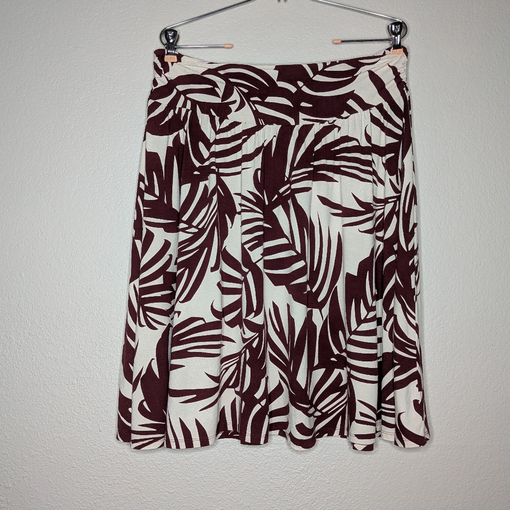 New Tommy Bahama Womens Maroon White Tropical Leaf Print Knee Length Skirt L NWT